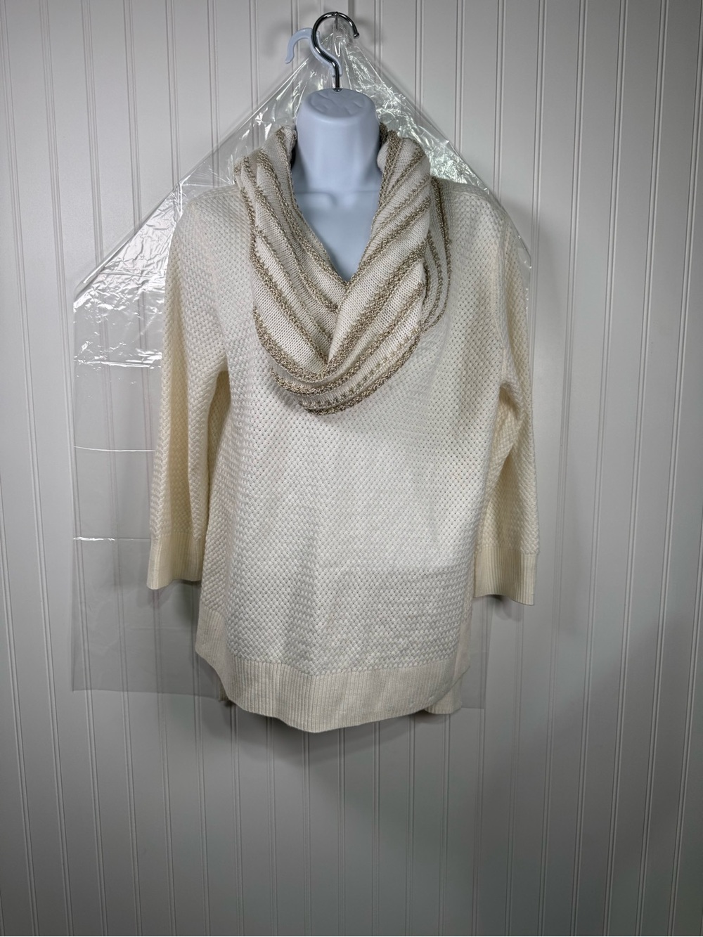 New York & Company Ivory Cowl Neck Sweater